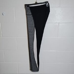Tek Gear Black and Gray Color-Block Leggings with Stretchy Fit